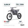 BRZ Neon Thunder Pro. Powerful 5kW 72V Electric Dirt Bike. BRZ Neon Thunder Pro Grey and Black