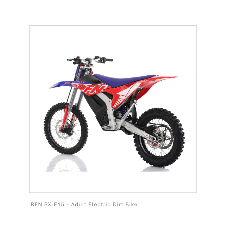 rfn warrior mx e15. red and blue edition. impressive 34" electric dirt bike.
