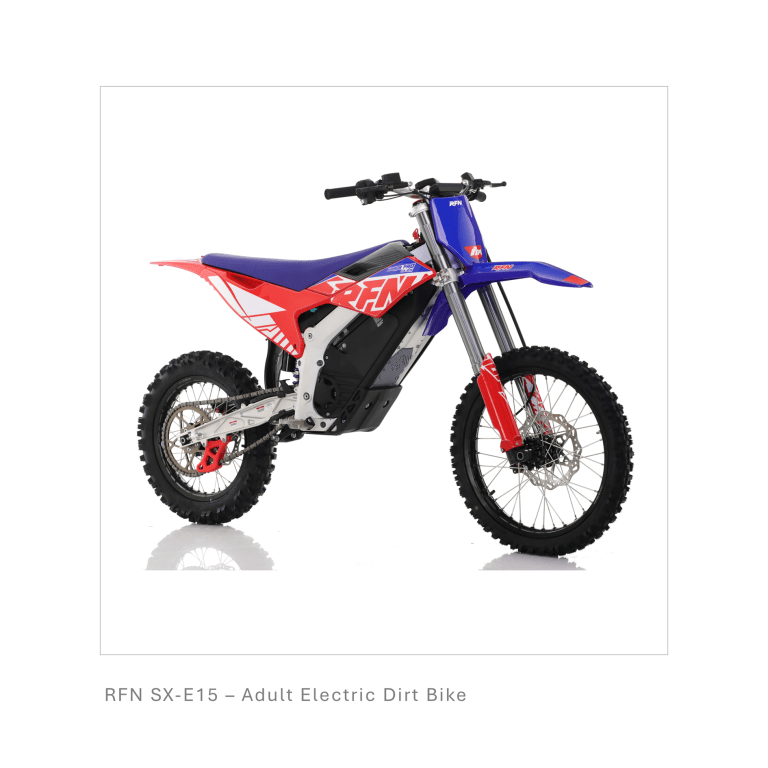 rfn warrior mx e15. red and blue edition. impressive 34" electric dirt bike.