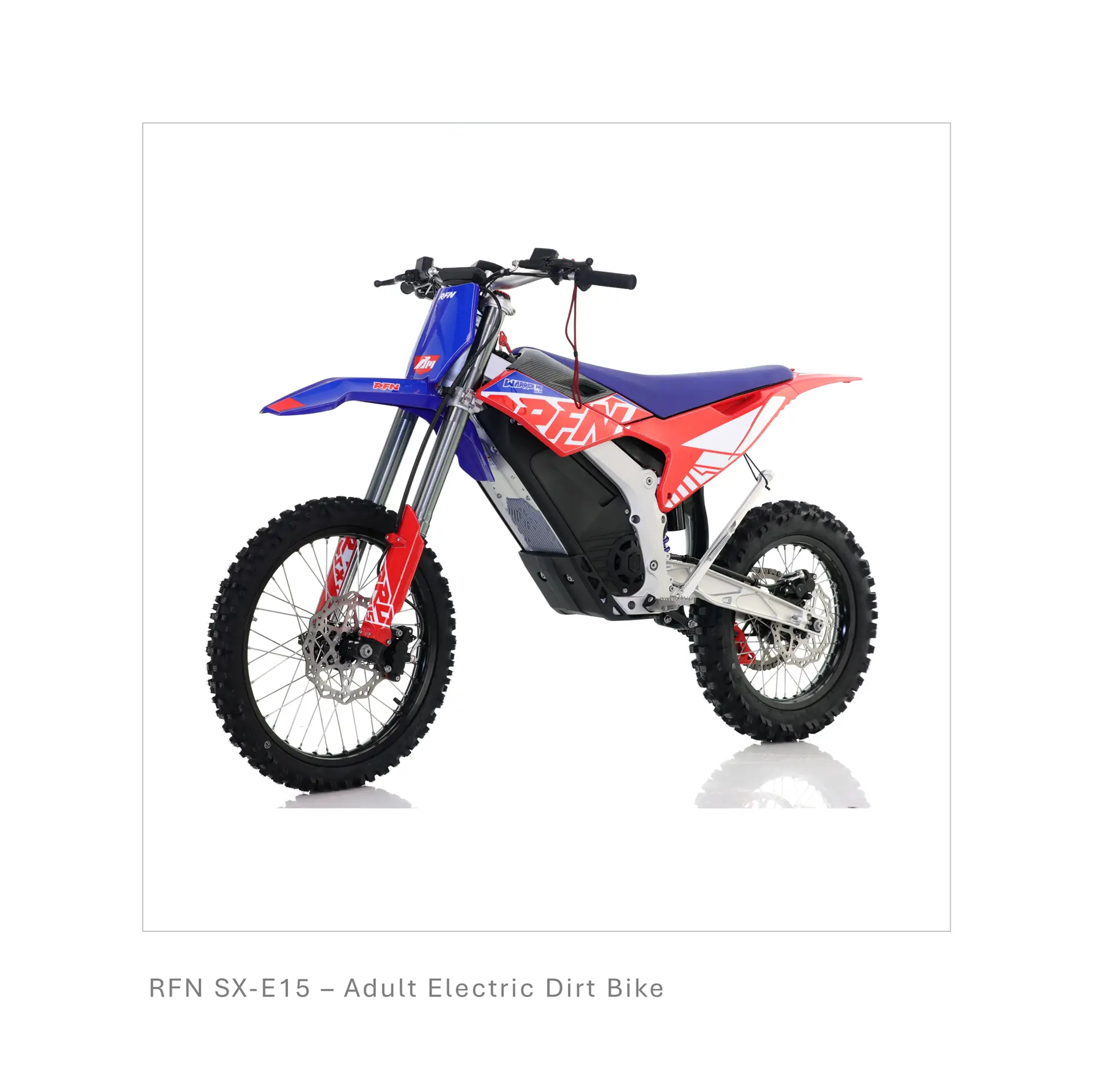 rfn warrior mx e15. red and blue edition. impressive 34" electric dirt bike.