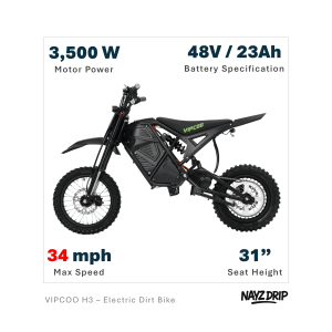 Vipcoo H3 Powerful 3.5kW Electric Dirt Bike