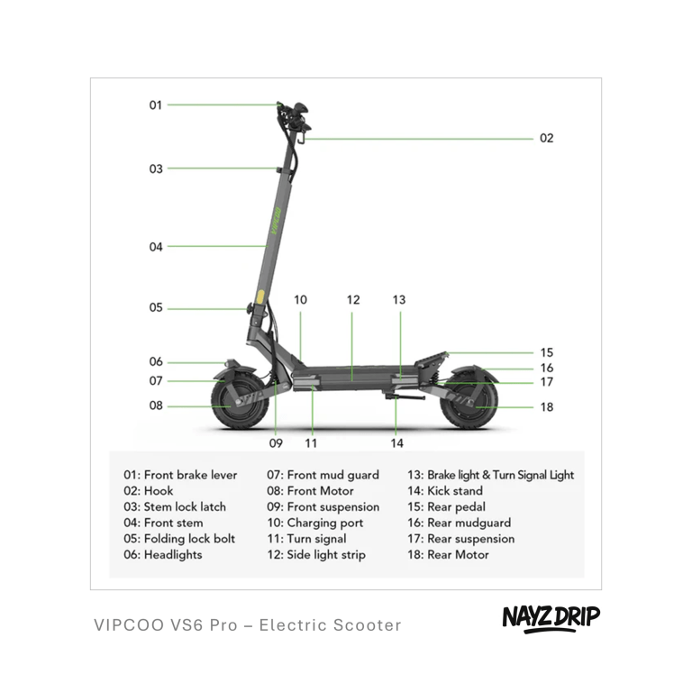 vipcoo vs6 pro. fast 2400w dual motor electric scooter