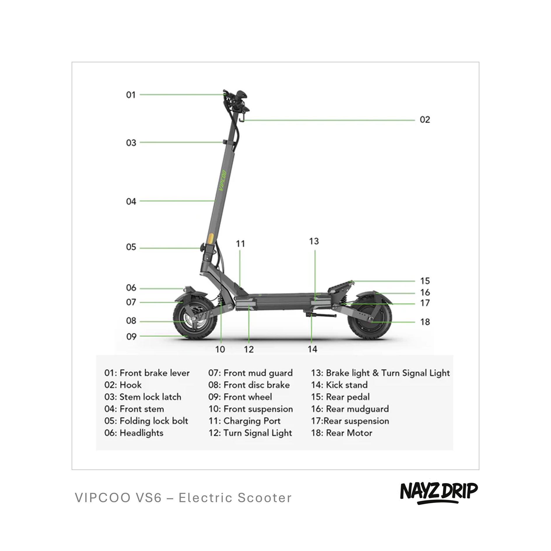 vipcoo vs6 electric scooter. fast 1,000w peak power motor.