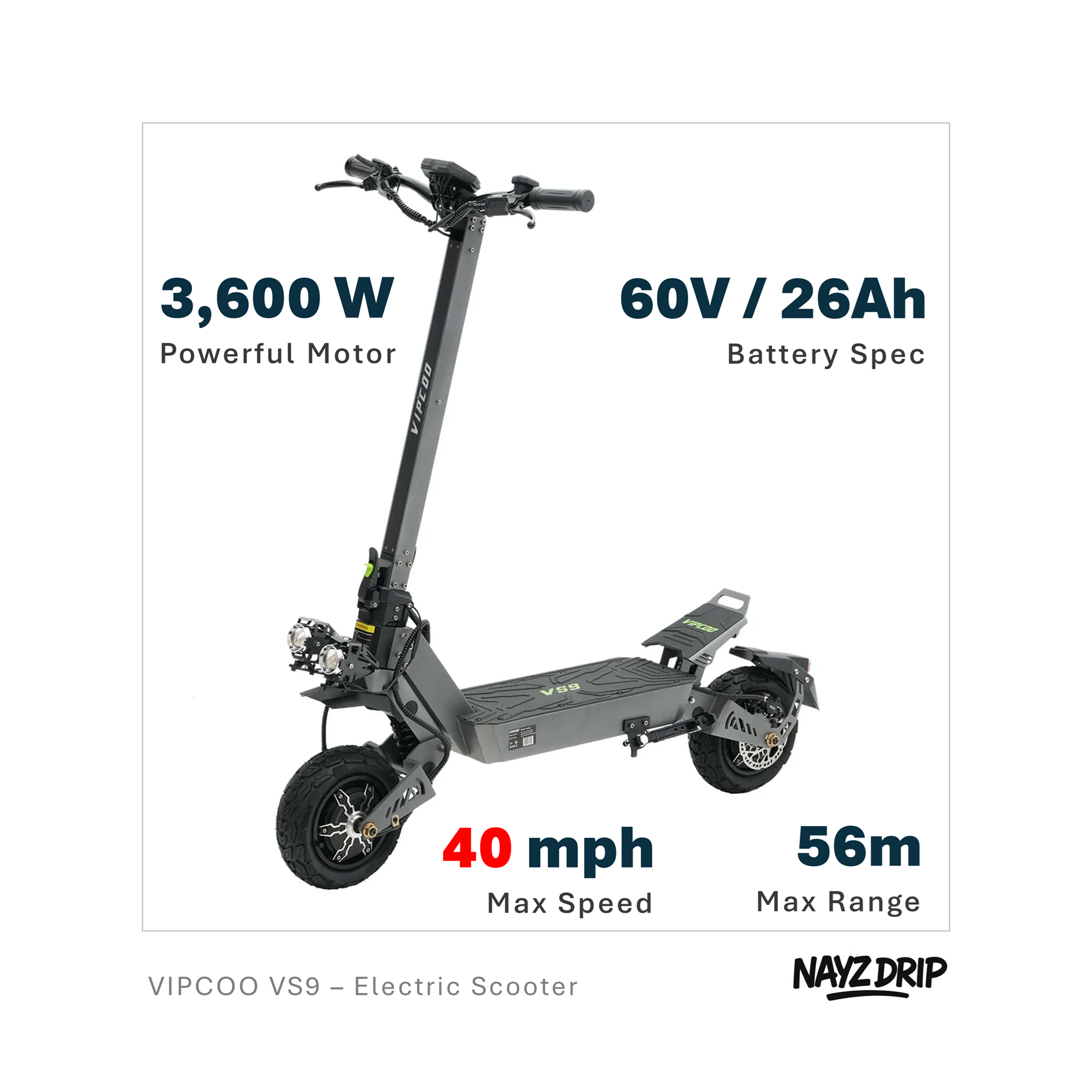 vipcoo vs9 electric scooter – powerful 3,600w urban performance