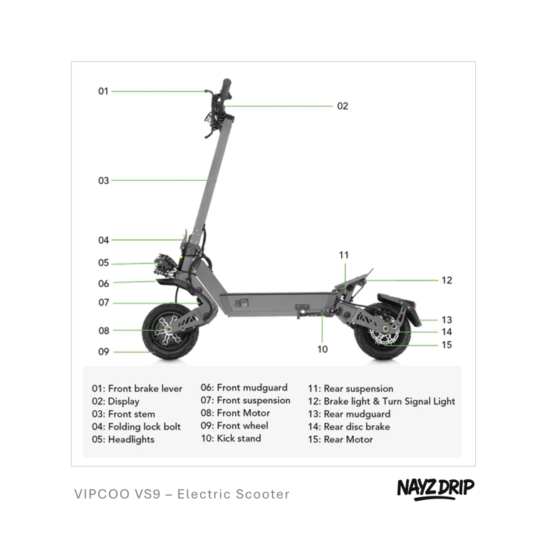 vipcoo vs9 electric scooter – powerful 3,600w urban performance