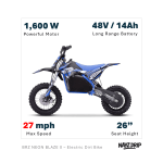 brz neon blaze x electric dirt bike – ultimate 48v 1600w kids off road bike