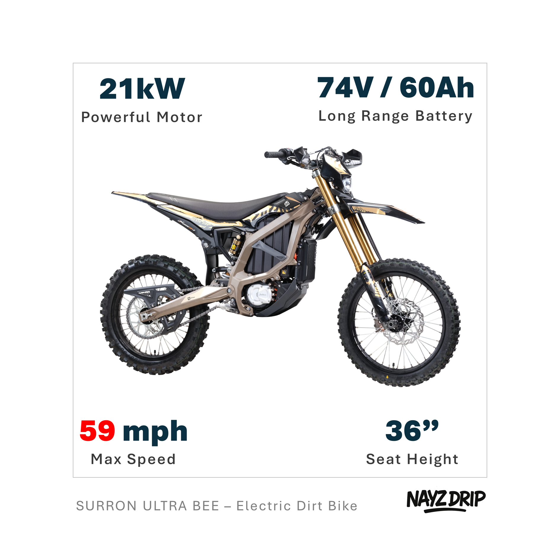 sur ron hyper bee electric dirt bike – ultimate 60v, 21kw, adult off road bike