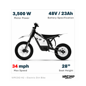 vipcoo h2 powerful 3.5kw electric dirt bike